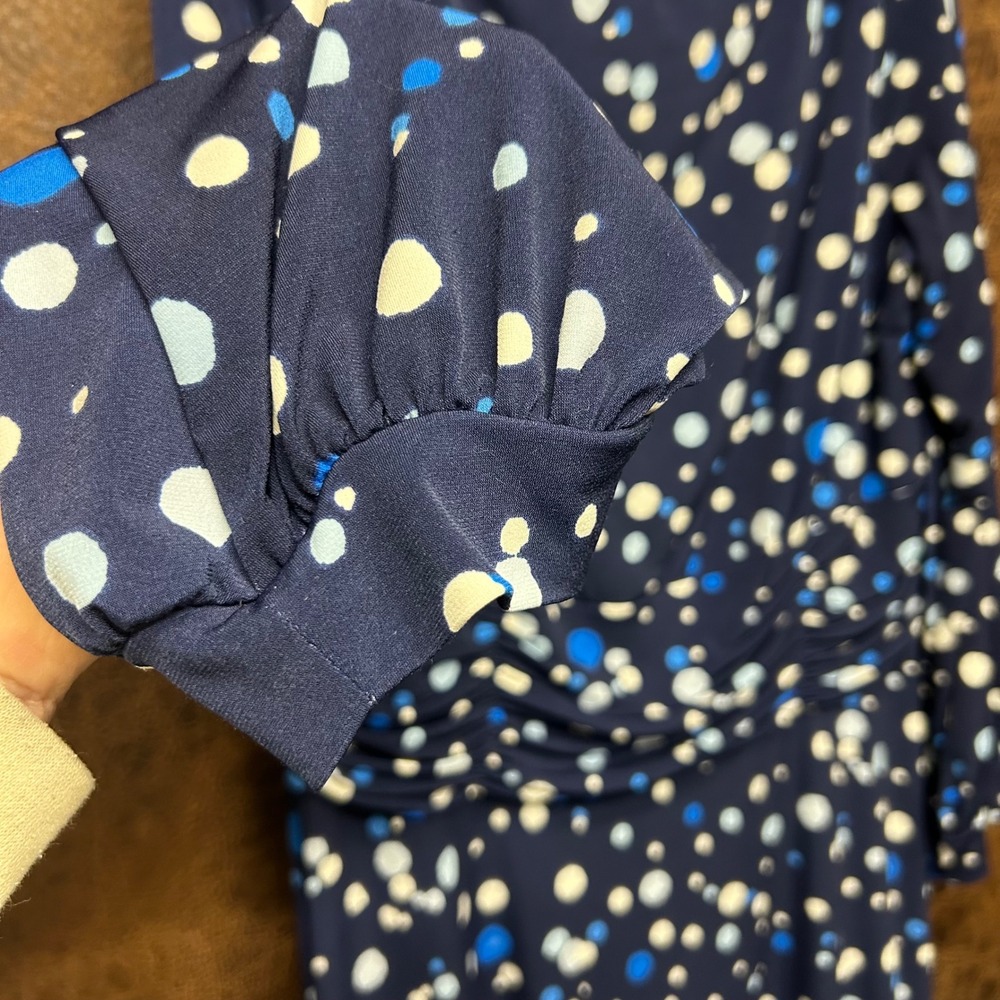 Harper Rose Size 18 Blue Polka Dot Midi Dress Traveler Wrinkle Resistant - Picture 4 of 7